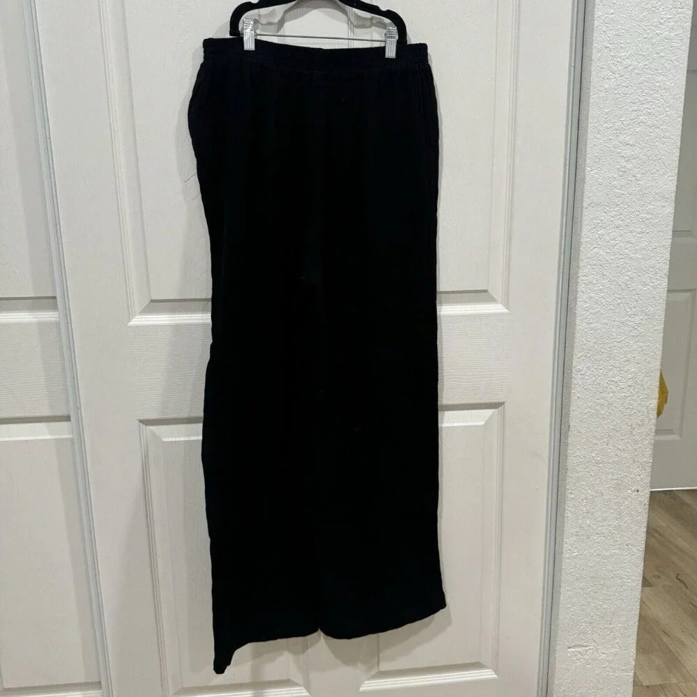 Commense Women's Solid Pull On Straight Leg Pants Black Size Large L 100% Cotton